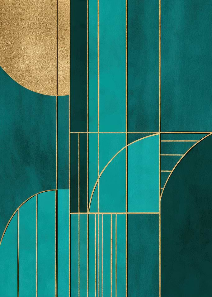 Teal and Gold Geometric Art