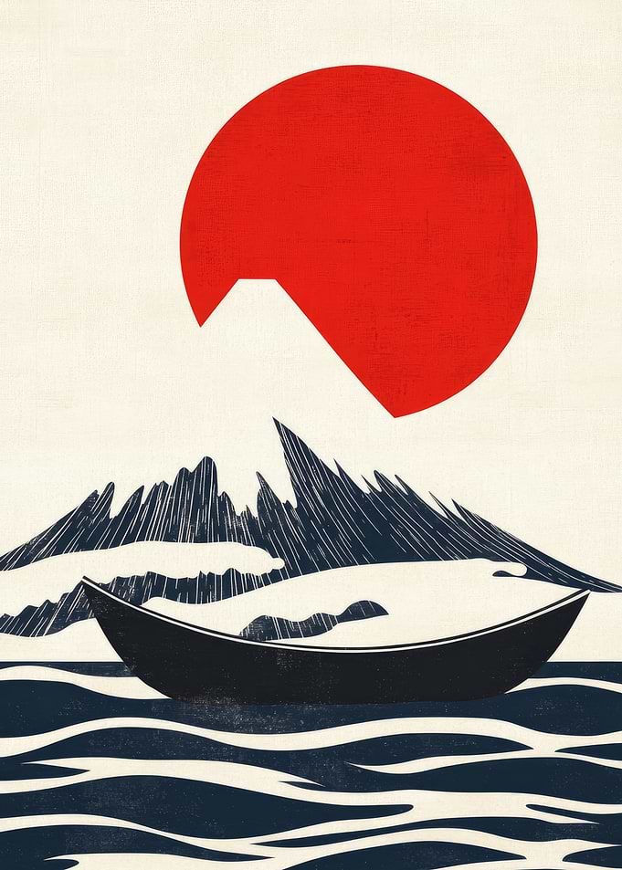 Japanese Mountain & Boat