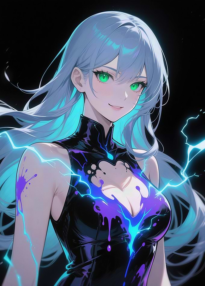 Seris Vale - Emerald Eyes, Flowing Silver-Blue Hair