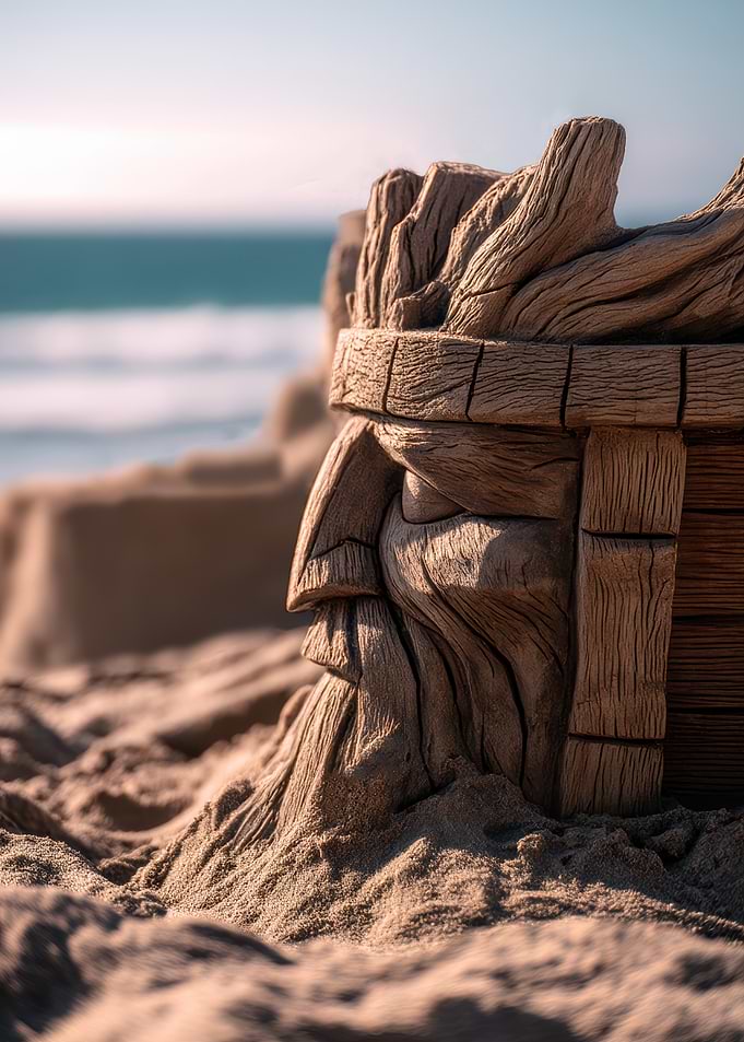 Diftwood Sculpture In Sand: King 1