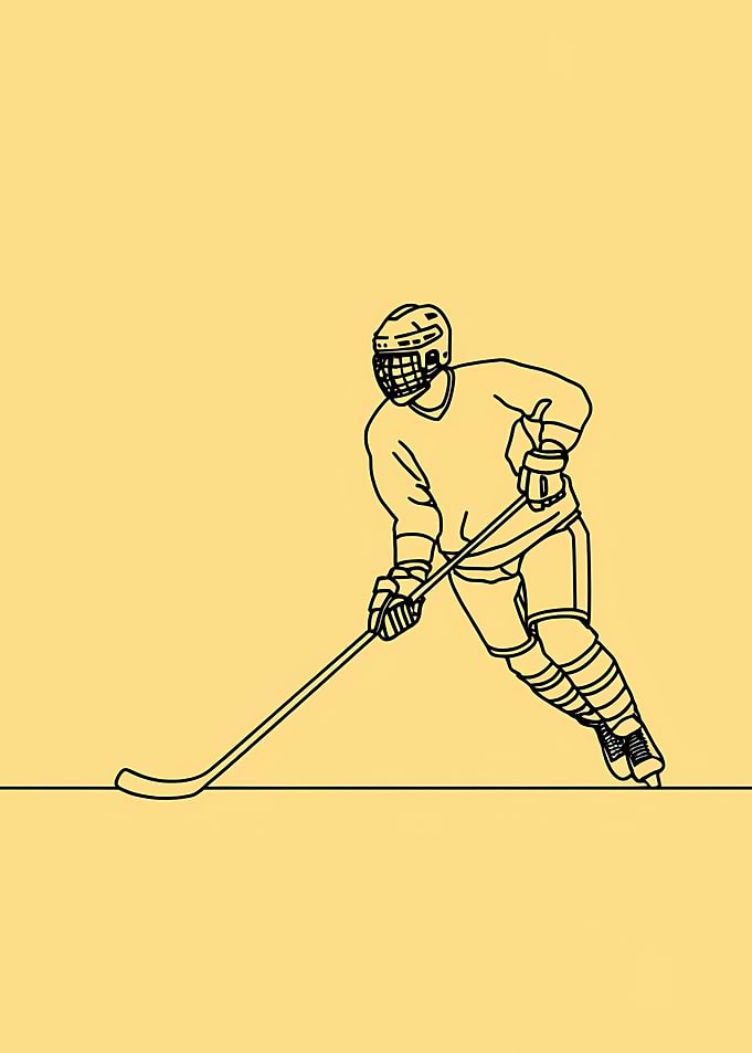 Hockey Player Minimalist Line Art