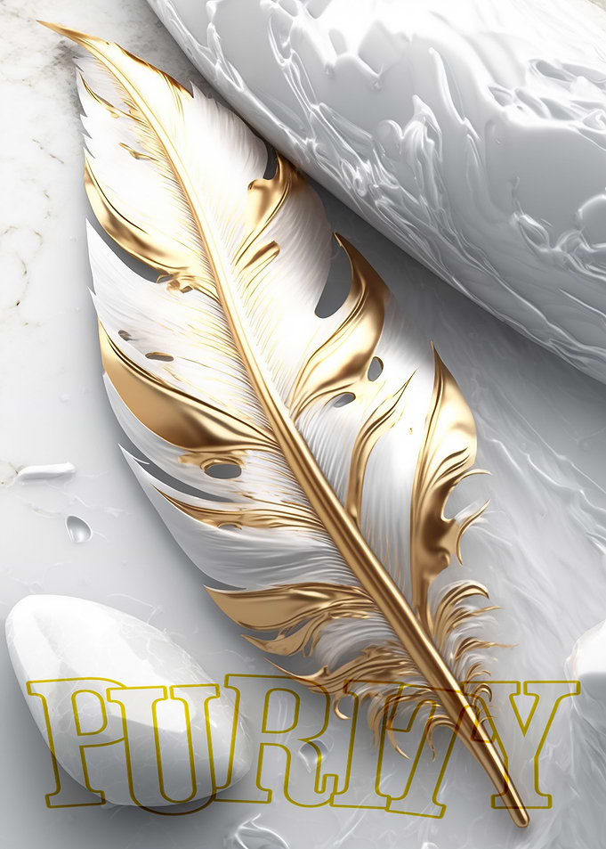 Golden Feather of Purity Minimalist Art