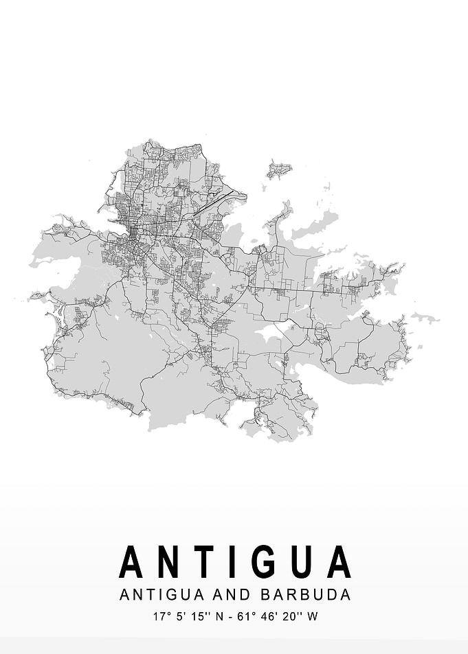 Antigua Light Island Map