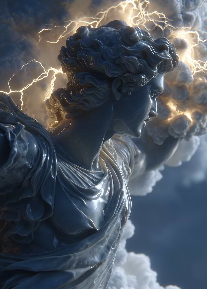 Angel Statue with Lightning