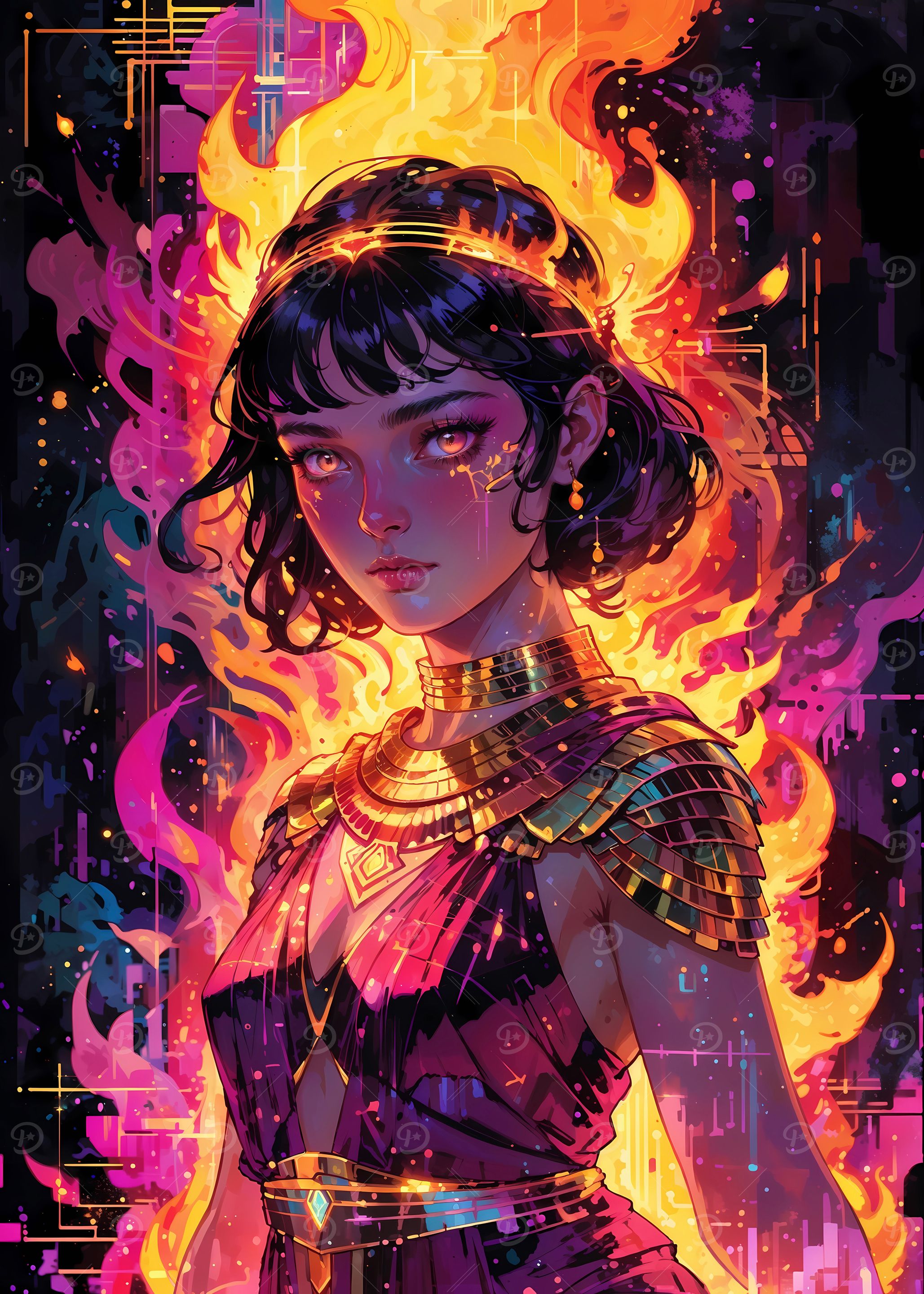 Eternal Flame: Hestia's Neon Inferno