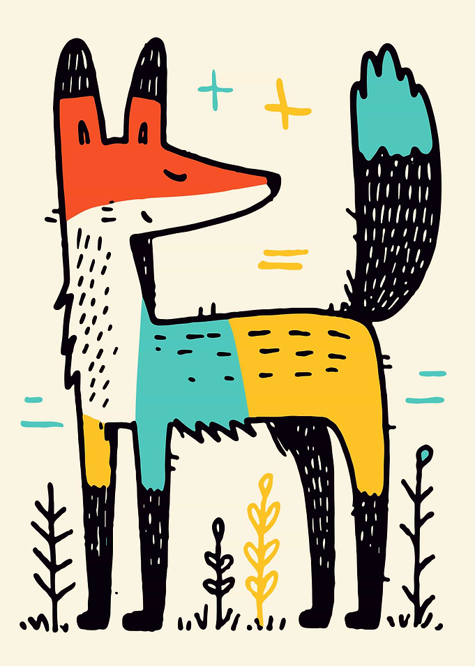 Colorful Fox Illustration
