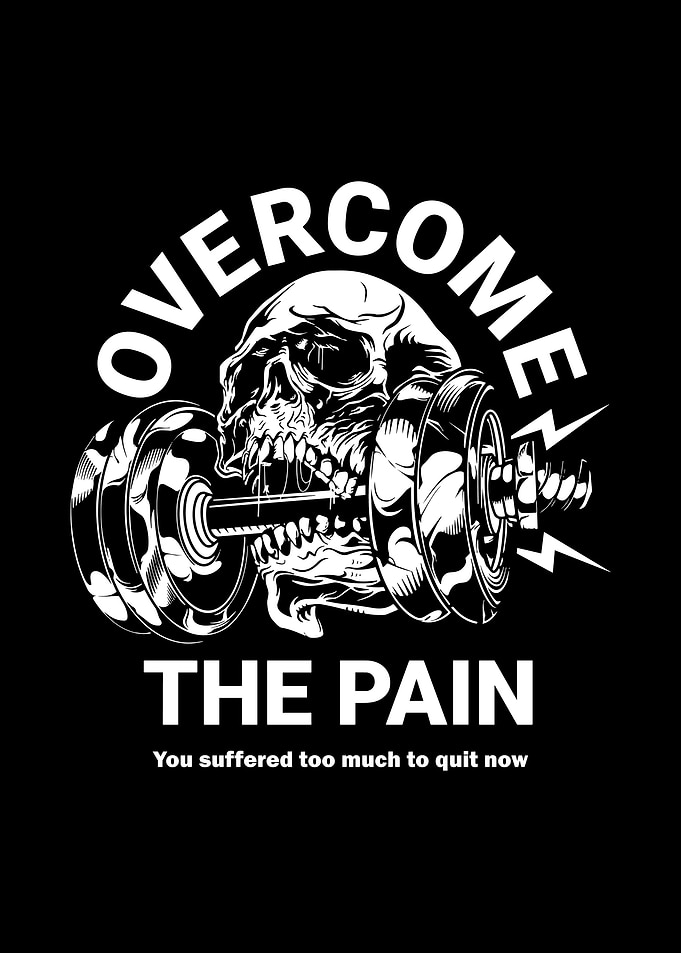 Overcome the Pain – Hardcore Gym Motivation Poster