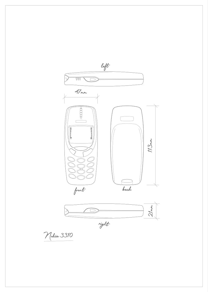 Nokia 3310 Dimensions