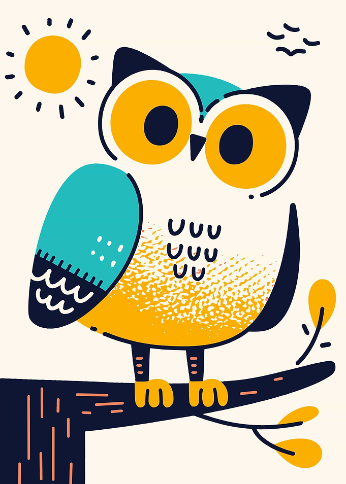 Cute Owl on Branch