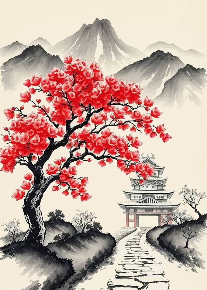 Japanese Garden Watercolor