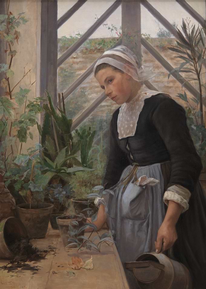 Woman Watering Plants
