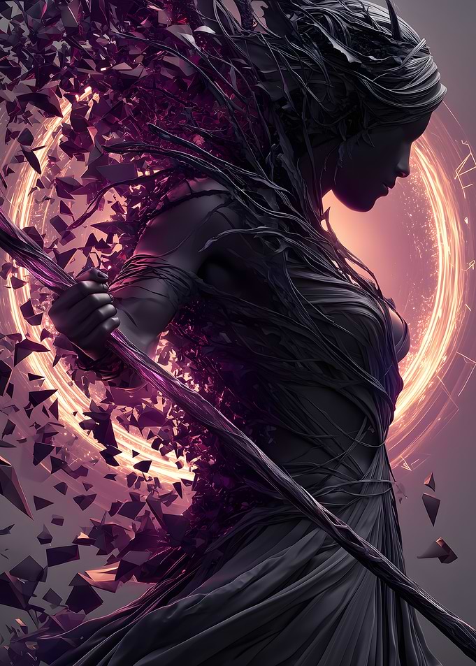 Dark Fantasy Woman with Staff