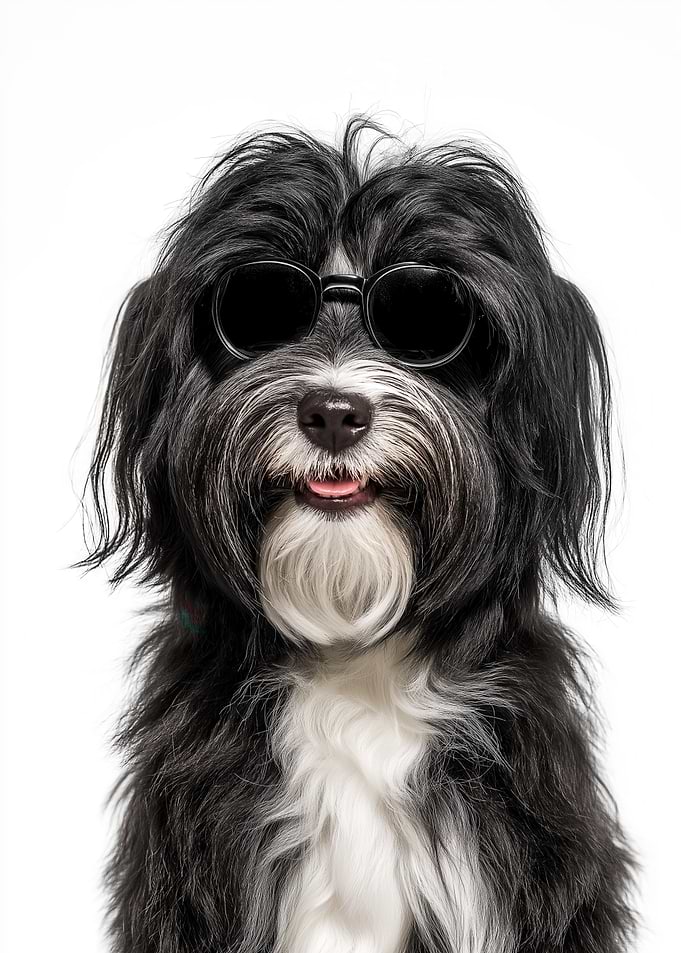 Cool Tibetan Terrier Dog Wearing Sunglasses