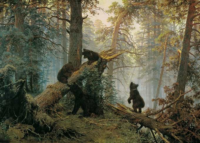 Bear Cubs in the Forest