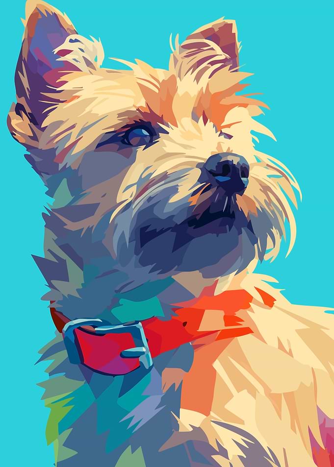 Cute Terrier Dog Portrait Geometric Minimalist Art Illustration