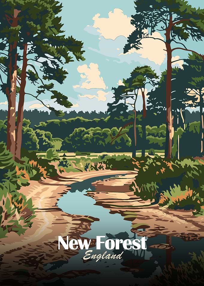 New Forest England Vintage Poster