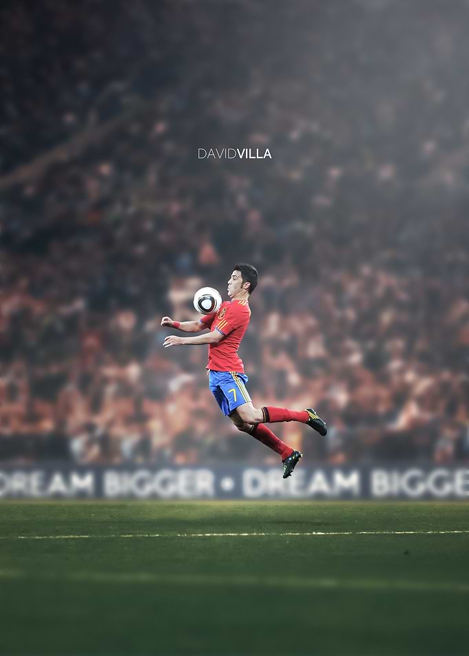 David Villa Soccer Action