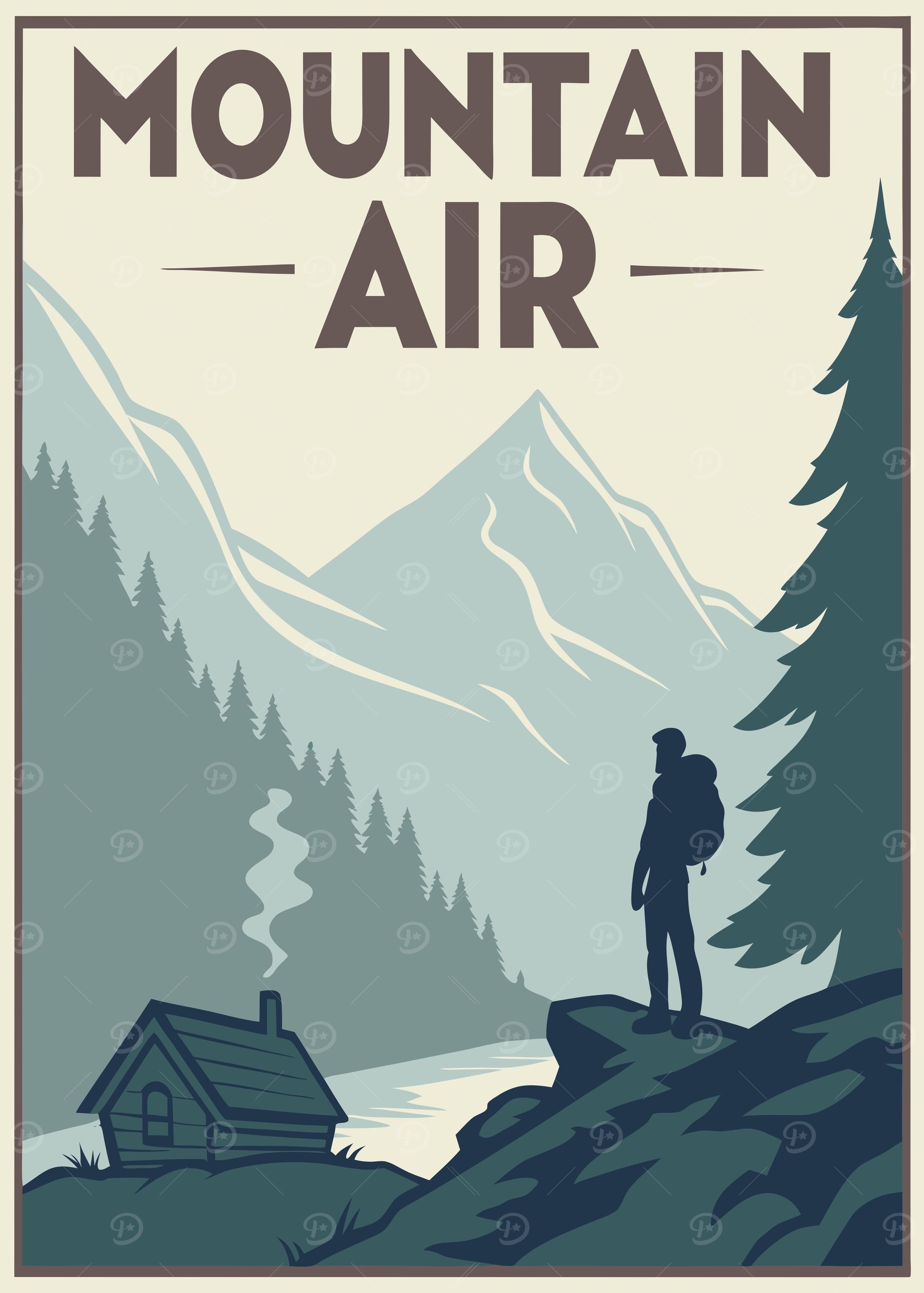 Mountain Air Poster With Hiker