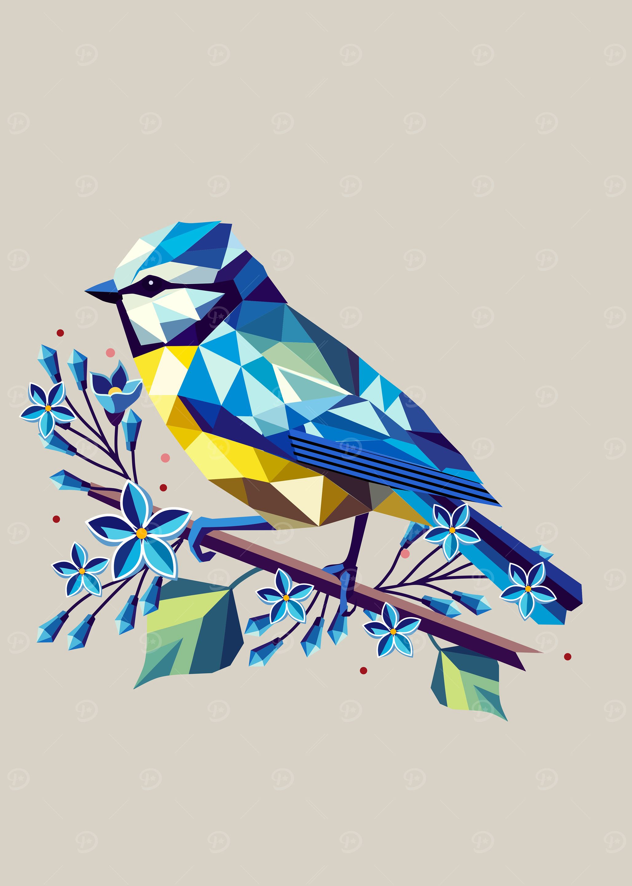 Geometric Blue Tit – Low Poly Springtime Beauty
