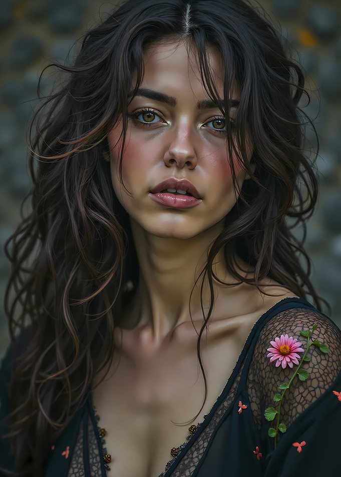 Woman with Flower in Hair