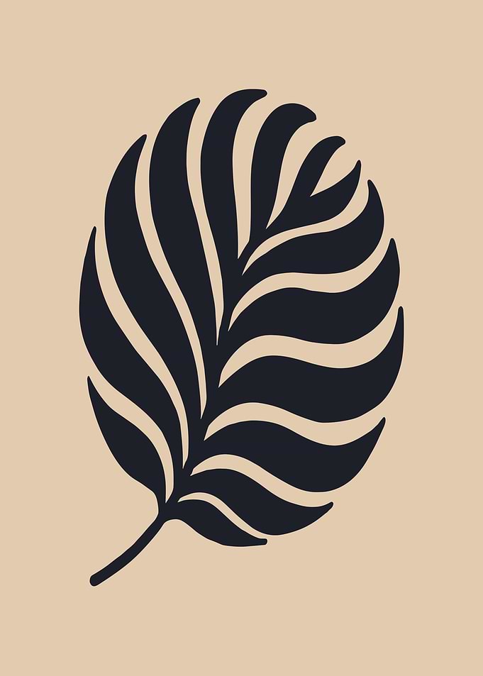 Black and Beige Leaf Illustration