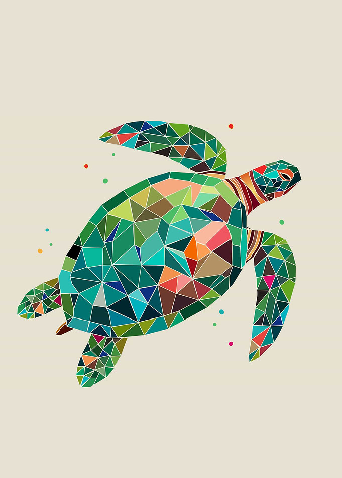 Geometric Sea Turtle – Low Poly Ocean Spirit