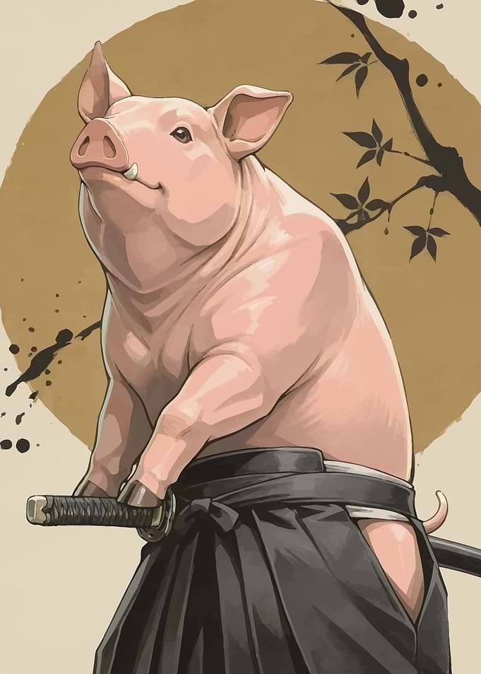 Samurai Pig Illustration