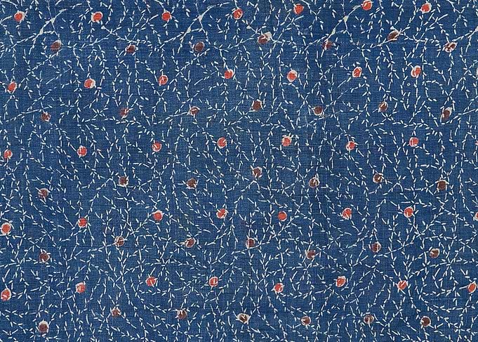 Blue Fabric with Floral Pattern