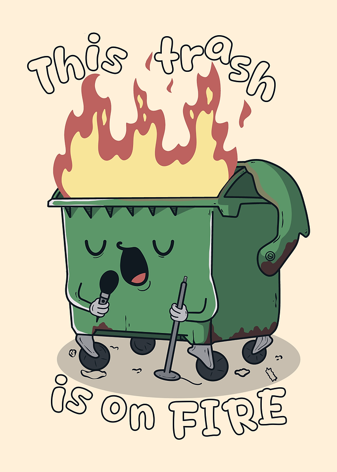 Trash Can on Fire