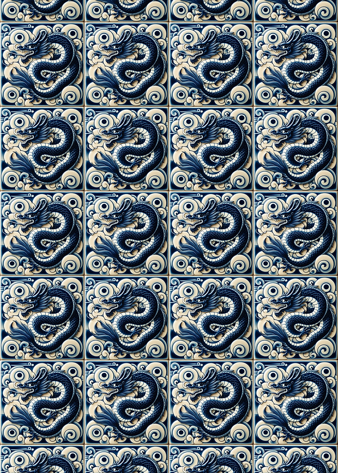 Blue Dragon Tile Pattern
