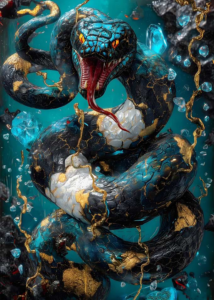 Gold & Teal Snake