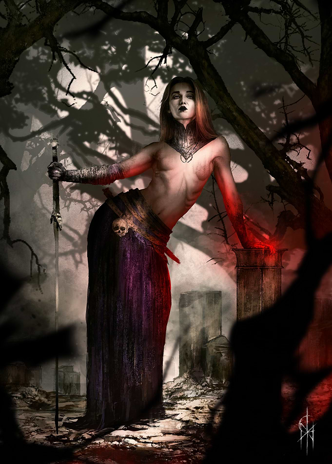 Dark Fantasy Woman with Sword