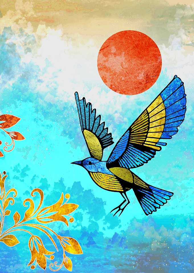 Blue Bird in Flight