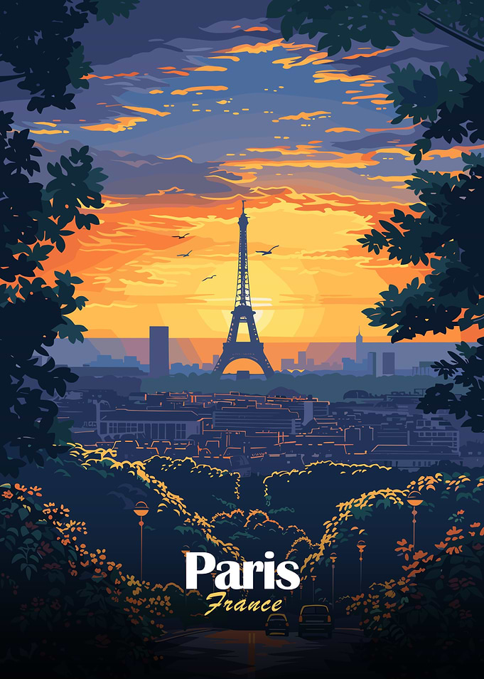 Paris Sunset Skyline