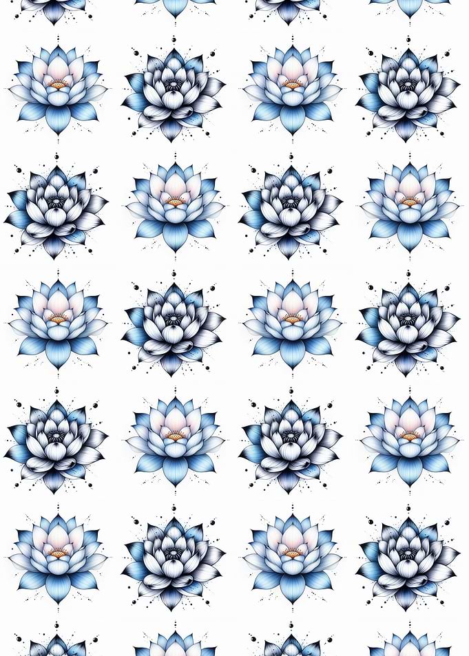 Blue Lotus Flower Pattern