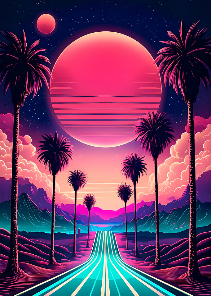 Retro Sunset Highway