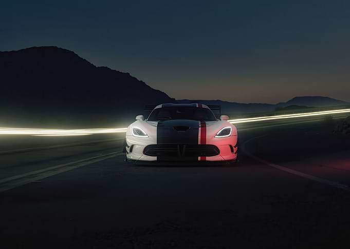 Dodge Viper on Road at Night