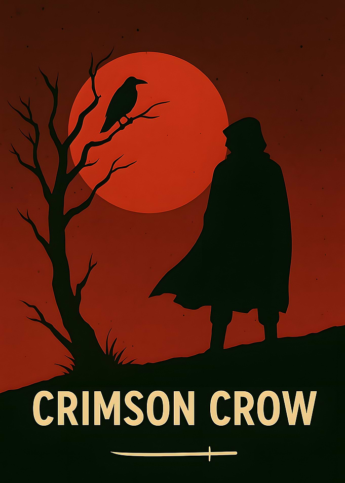 Crimson Crow Silhouette Poster Art