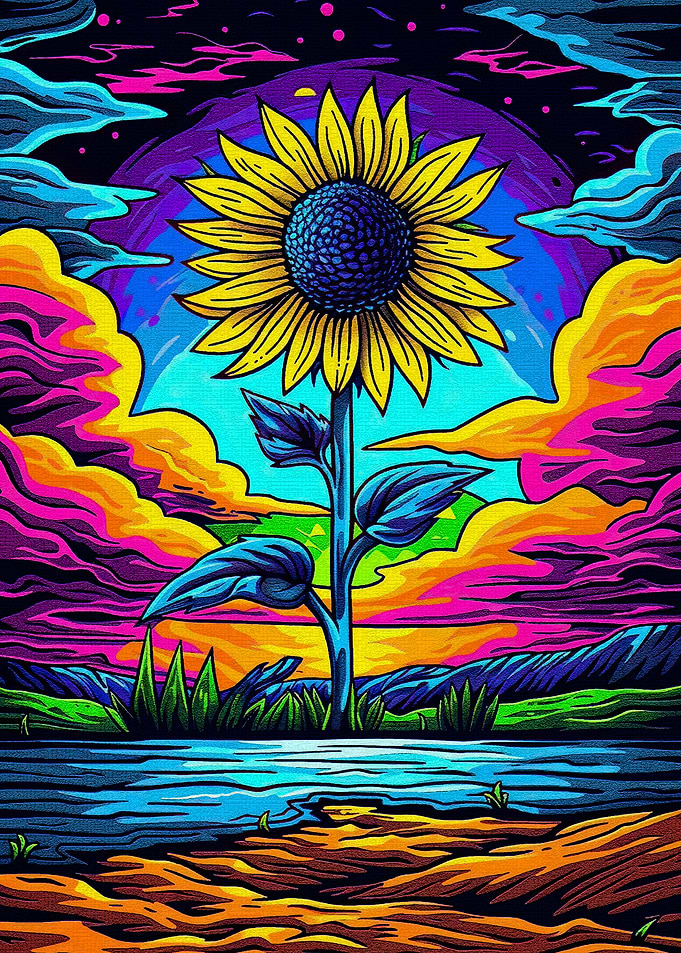 Psychedelic Sunflower Sunset