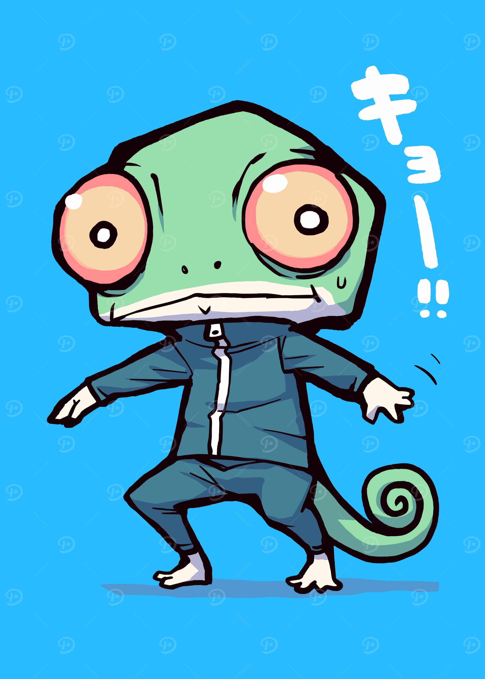 Chameleon in Blue Tracksuit
