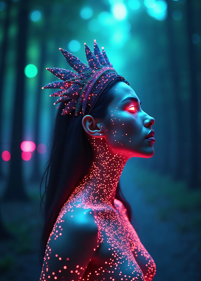 Glowing Woman in Forest