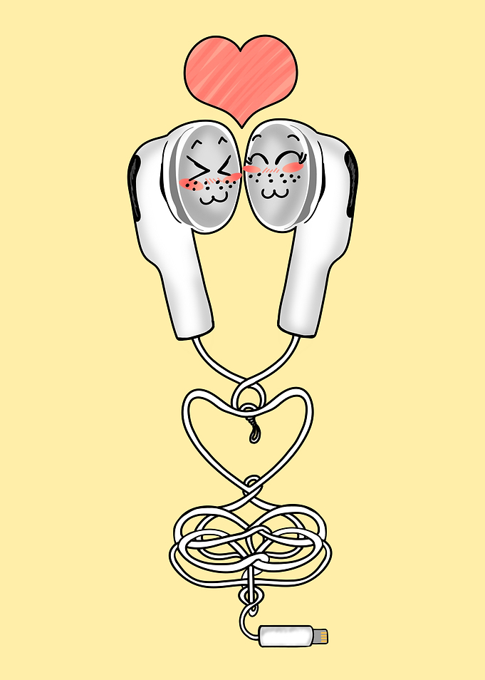 Cartoon Earbuds in Love