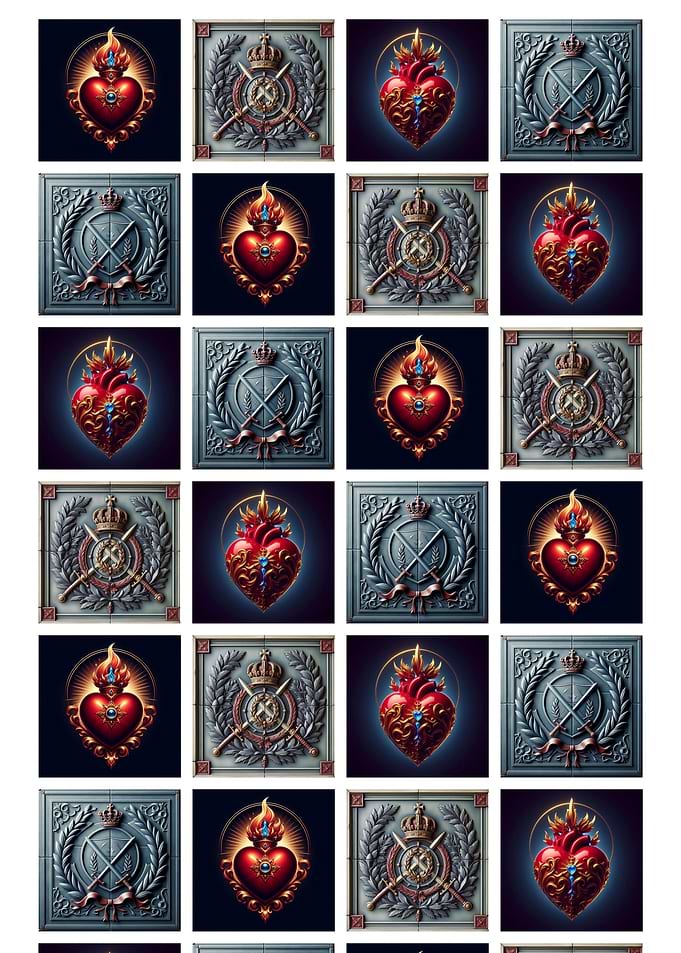 Sacred Heart and Military Emblems Pattern