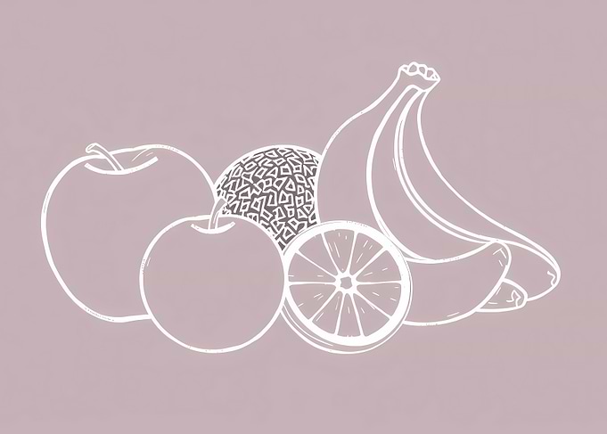 Fruit Still Life Outline Drawing