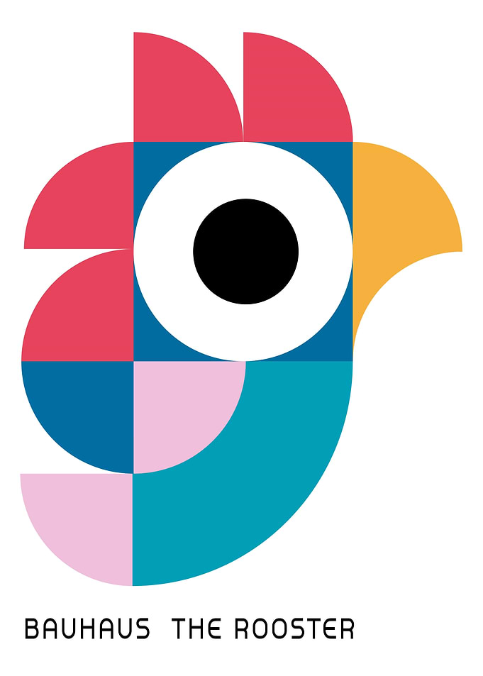 Bauhaus Rooster Geometric Art