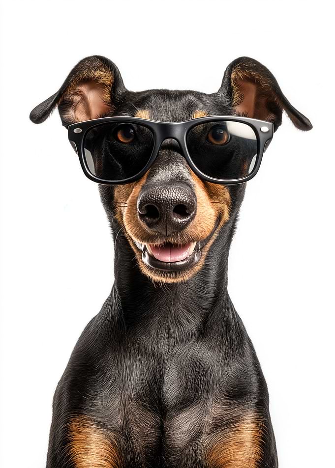Cool Manchester Terrier Dog with Glasses Portrait