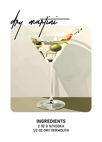 Dry Martini Cocktail Illustration
