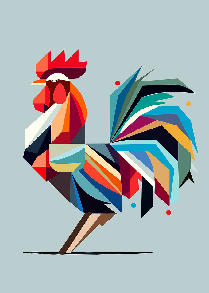 Geometric Rooster – Low Poly Farm Pride