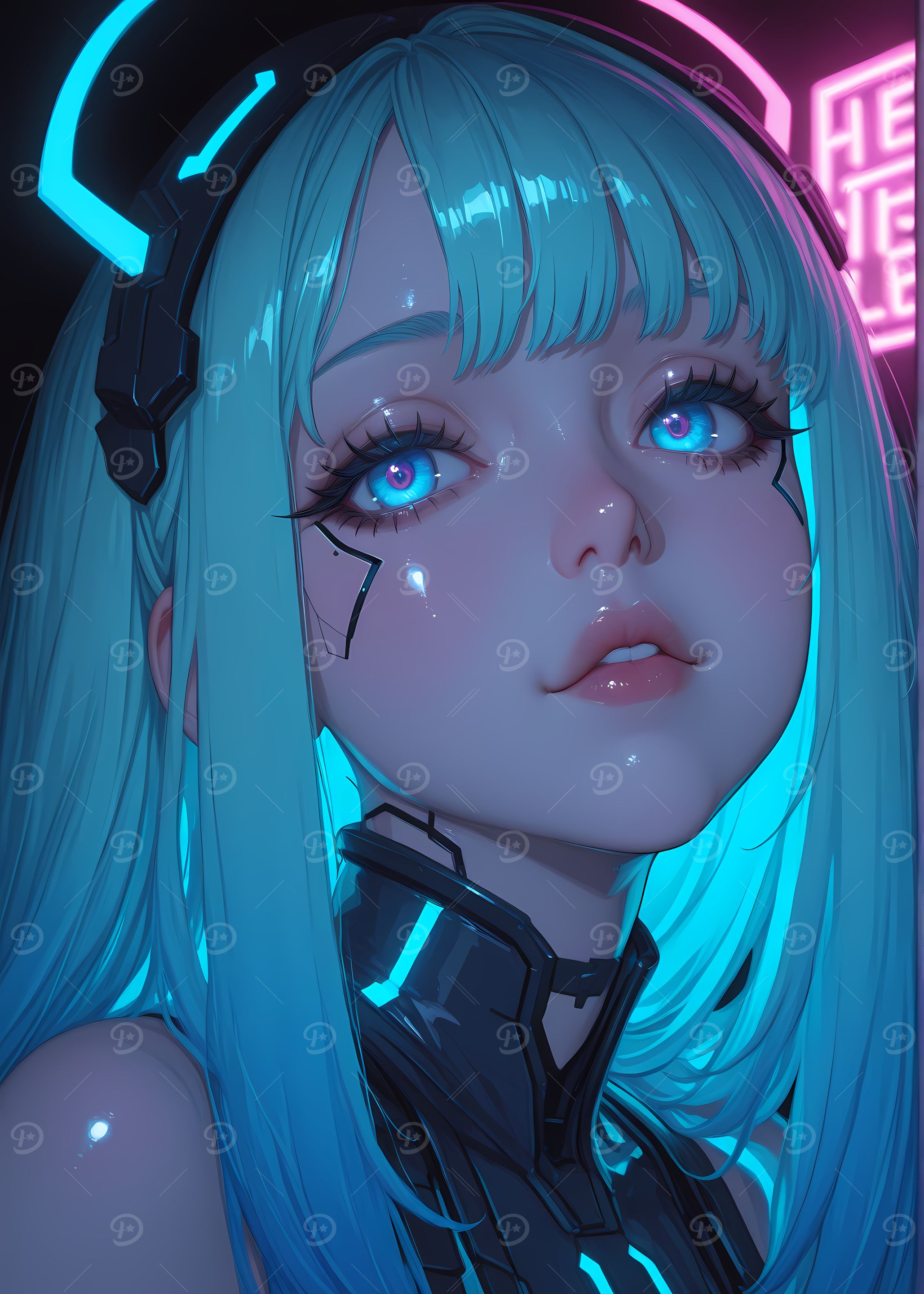Cyberpunk Girl with Neon Accents
