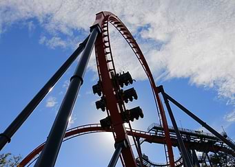 Roller Coaster Against Blue Sky